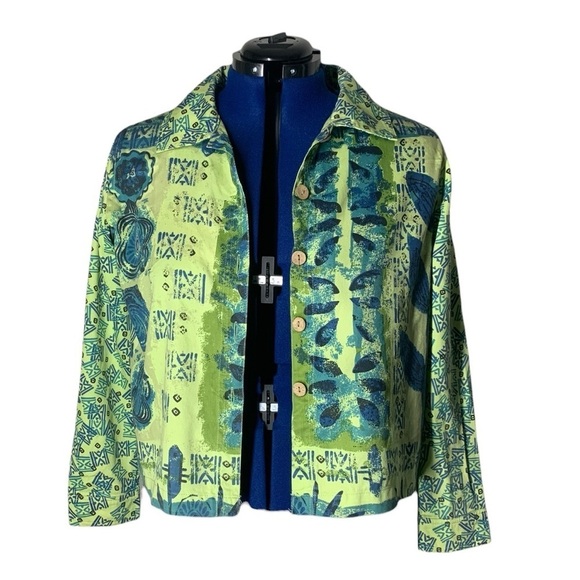 Jane Ashley Casual Lifestyle Green Blue Floral - Picture 14 of 16